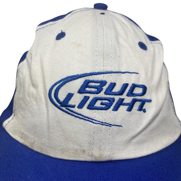 Bud Light Baseball Hat Mens One Size Blue White Spell Out Adjustable - Picture 7 of 9